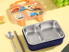 Vianda rectangular acero con cubiertos 